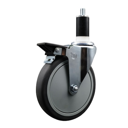 Service Caster 6'' Thermoplastic Rubber Swivel 1-3/8'' Expanding Stem Caster with Brake SCC-EX20S614-TPRB-PLB-138